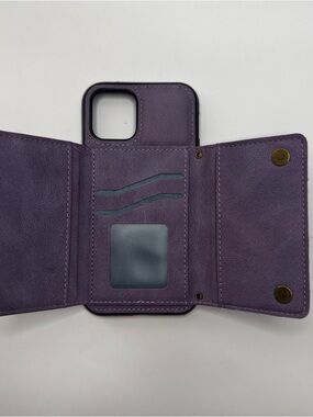 Purple Wallet Phone Case with Card Slots  I phone 12 Pro